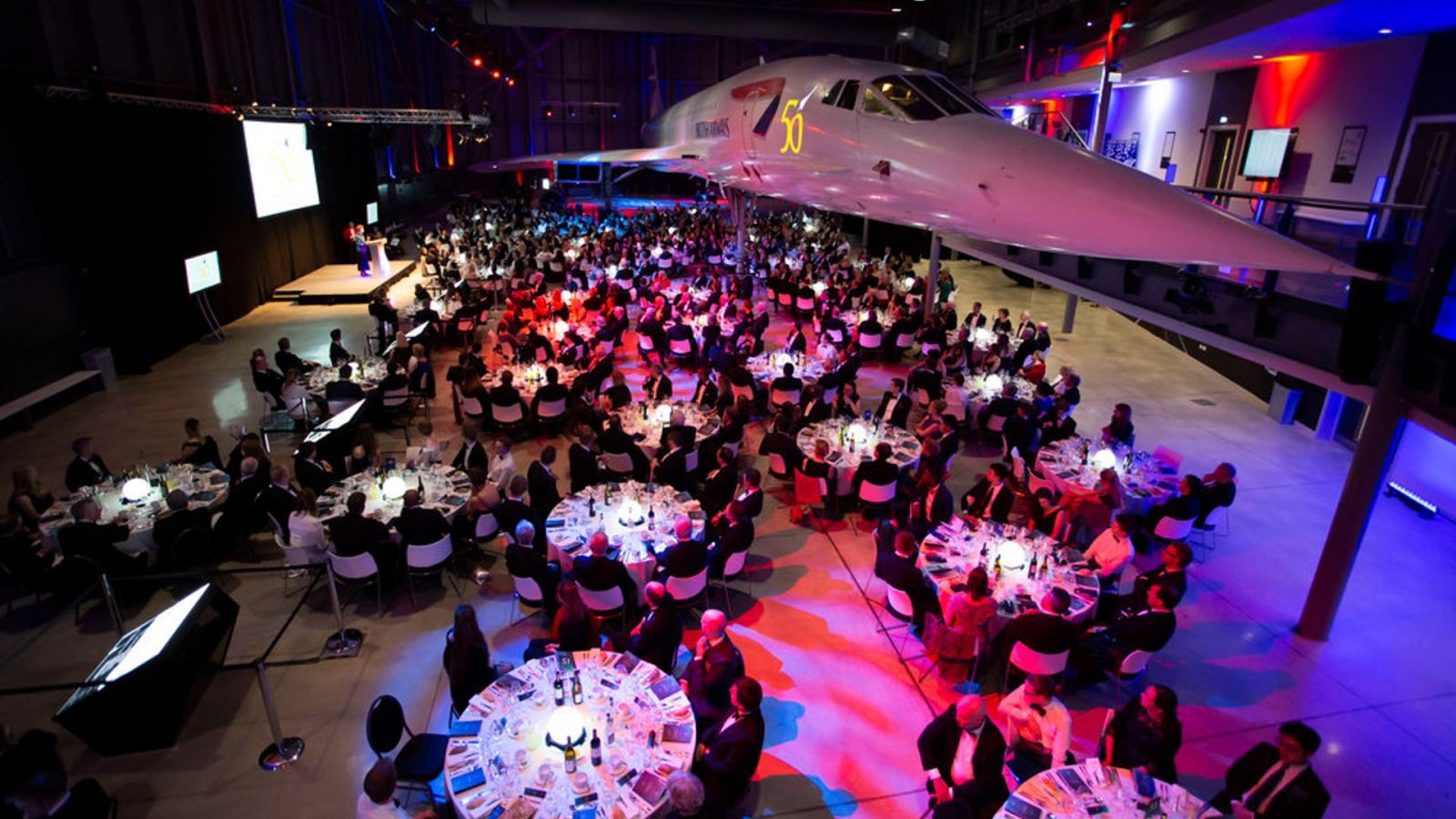 Gala dinner in Concorde Hangar at Aerospace Bristol